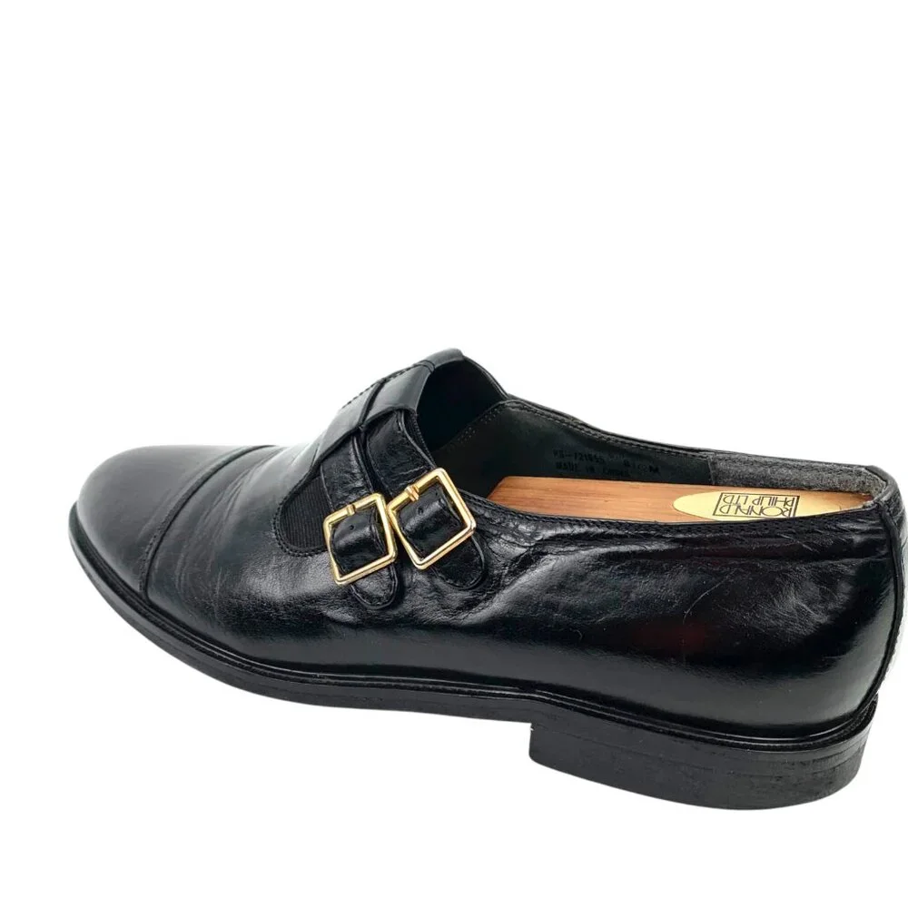 FRATELLI Footwear‎ Black Leather Double Monk Strap Cap Toe Dress Shoes
